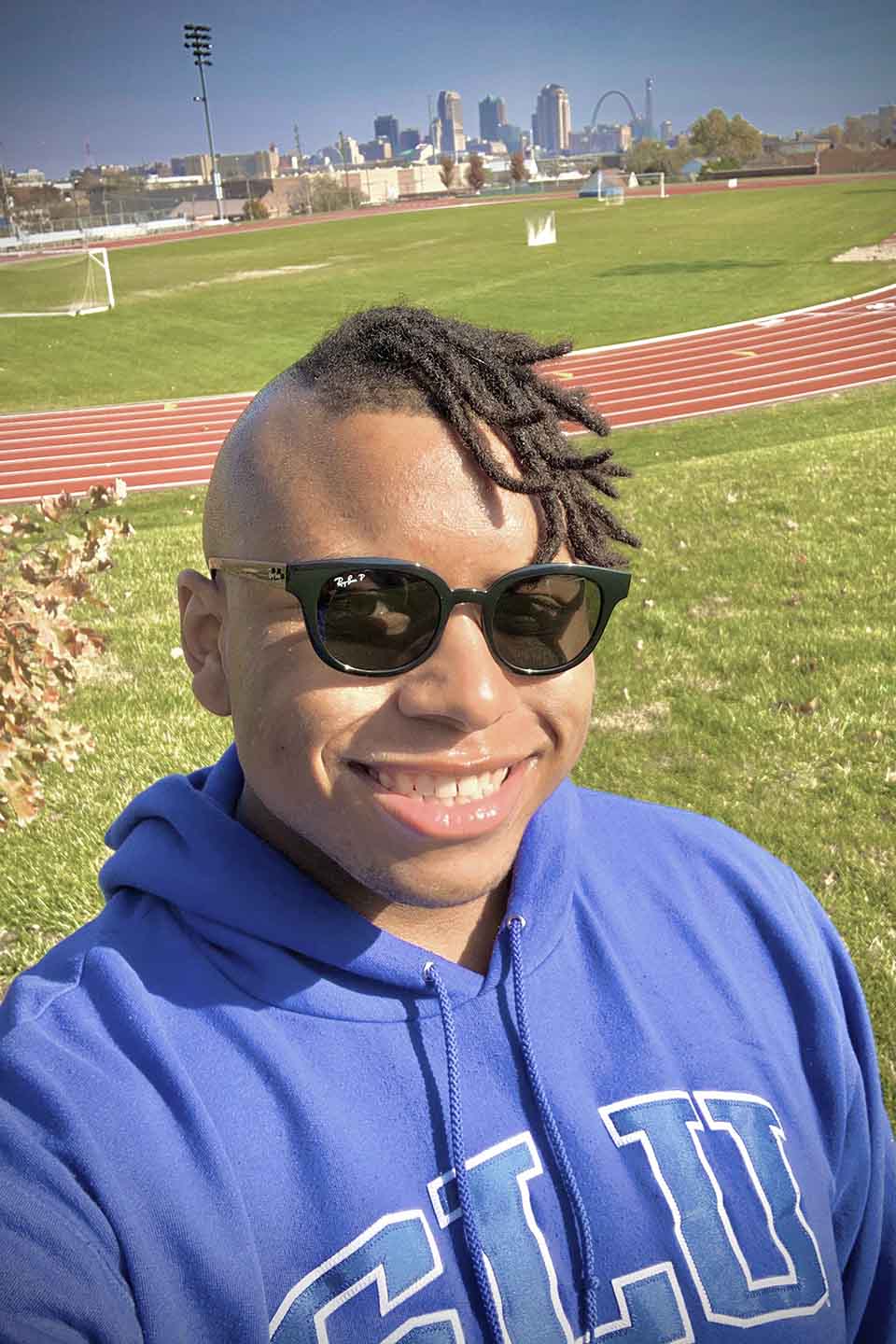 SLU Track Selfie SLU student taking a SLU Track Selfie