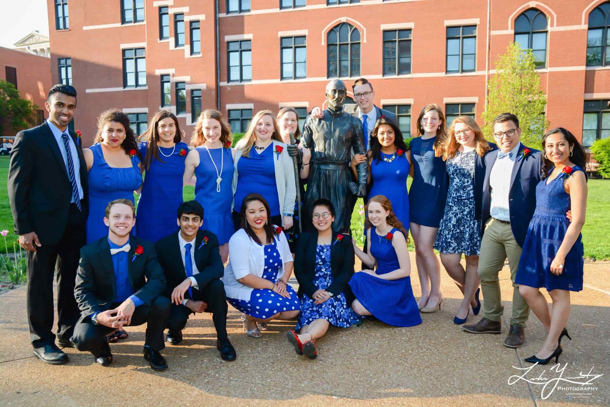 Spirit of the Billiken Class 2016 A group of students pose for a photo outside with a campus building in the background.