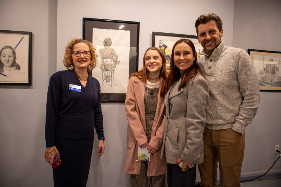 Dr. Cathleen Fleck poses with award winner Dr. Cathleen Fleck poses with award winner