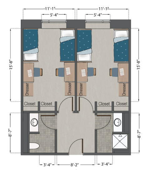 Grand Hall Double Semi Suite Floor Plan (4-person) Grand Hall Double Semi Suite Floor Plan (4-person)