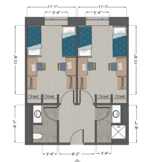 Spring Hall Double Semi-Suite Floor Plan Spring Hall Double Semi-Suite Floor Plan