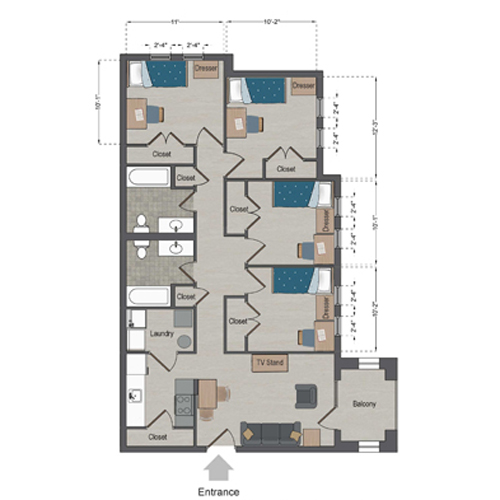 Village Apartments Quad 1 floor plan Village Apartments Quad 1 floor plan