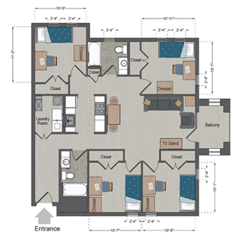 Village Apartments Quad 2 floor plan Village Apartments Quad 2 floor plan