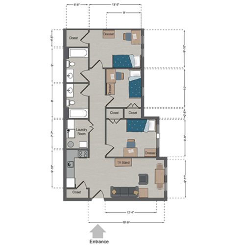 Village Apartments triple floor plan Village Apartments triple floor plan