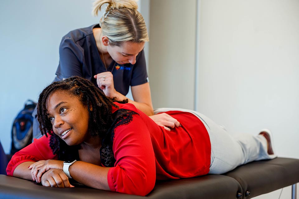 Massages at SLU Employee Health Fair A woman gets a massage at an employee health fair