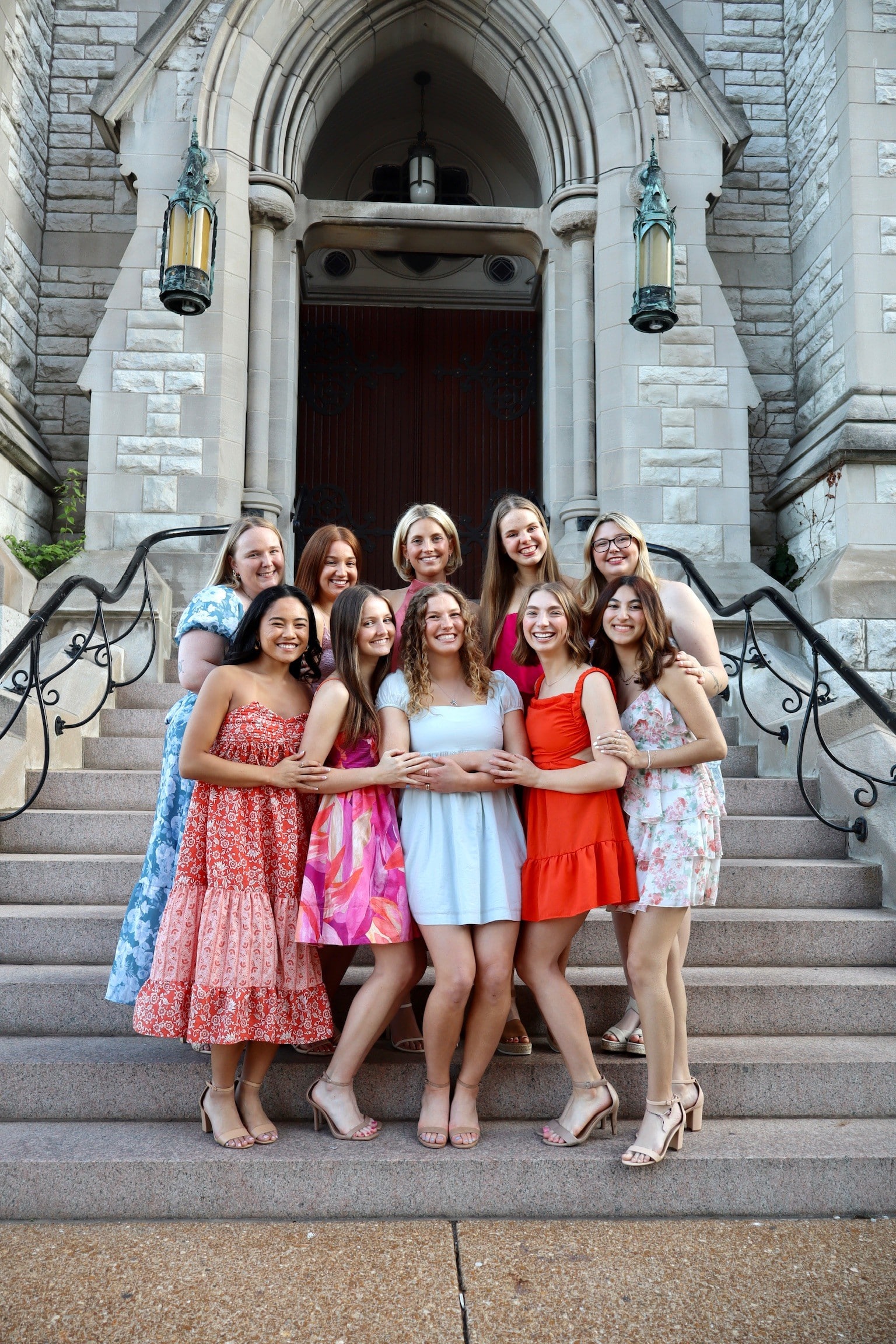 Panhellenic Executive Board 2025 Ten young women pose in front of College Church