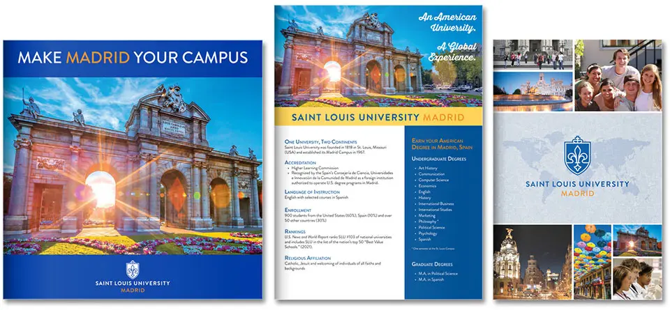 SLU-Madrid brochures Covers of three brochures
