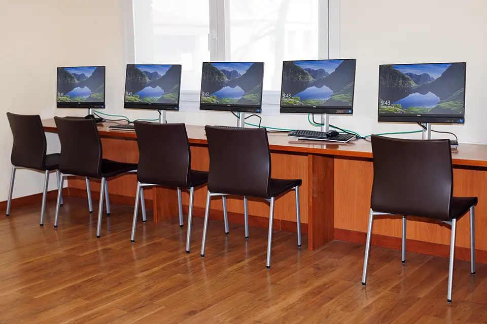 Computer access Row of computers at the Library