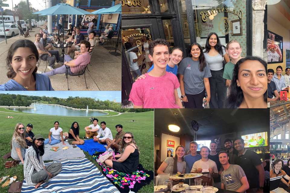 A group of students from their learning community participating in fun activities A group of students from their learning community participating in fun activities