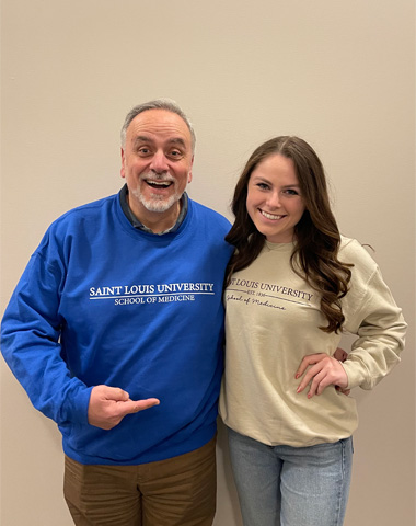 Zoe Arvanitis (Med ‘27) and her father, Steve Arvanitis, M.D., (Med '97) Zoe Arvanitis (Med ‘27) and her father, Steve Arvanitis, M.D., (Med '97)