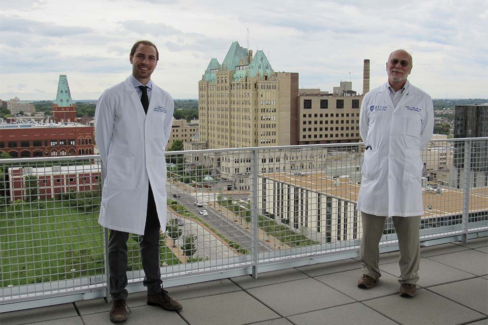 Valerio and Hoft on balcony Valerio and Hoft on balcony
