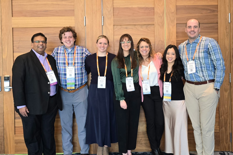 Current SLU Fellows SLU's 2025 class of fellows pose for a photo at an event.