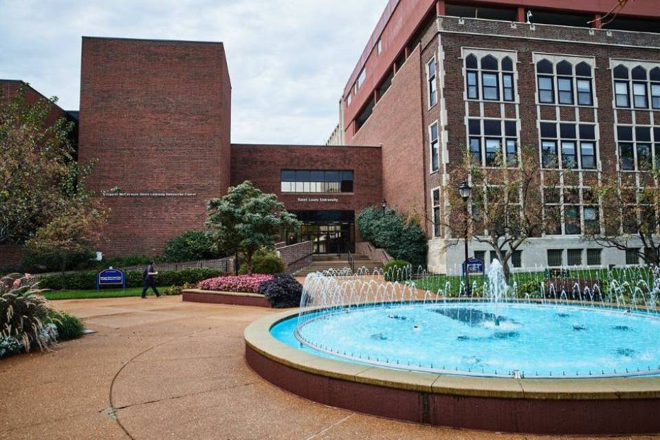 School of Medicine building and fountain School of Medcine building and fountain