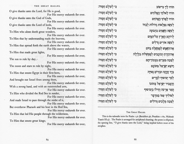 Psalm 136 in the Schocken Haggadah Psalm 136 as printed in the Schocken Haggadah