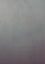 James Rosen, Madonna Enthroned, 1982-1984. Oil and wax/oil emulsion on canvas. Collection of the Berkeley Art Museum and Pacific Film Archive. Barely visible in this muted painting are the forms of a large throne on which Mary is seated, with the child Jesus on her lap.