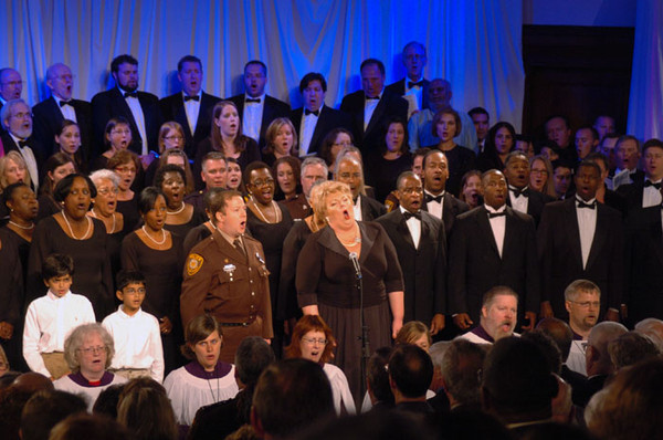 Finale of the first Interfaith Memorial in Music Soprano Christine Brewer leads the combined choruses in the finale of the first Interfaith Memorial in Music