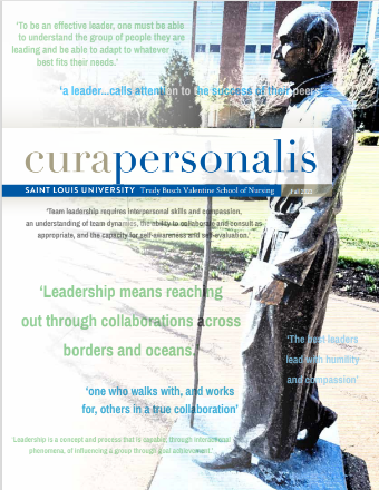 Cura Personalis 2023 Cover of Cura Personalis Magazine with statue of St. Ignatius