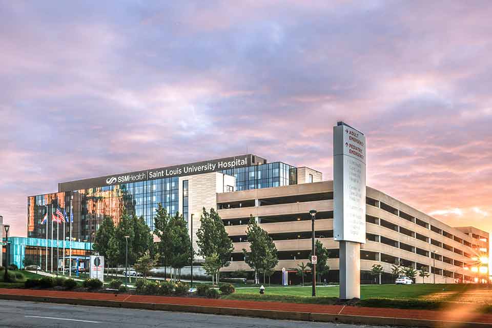 SSM Health Saint Louis University Hospital Exterior view of SSM Health Saint Louis University Hospital