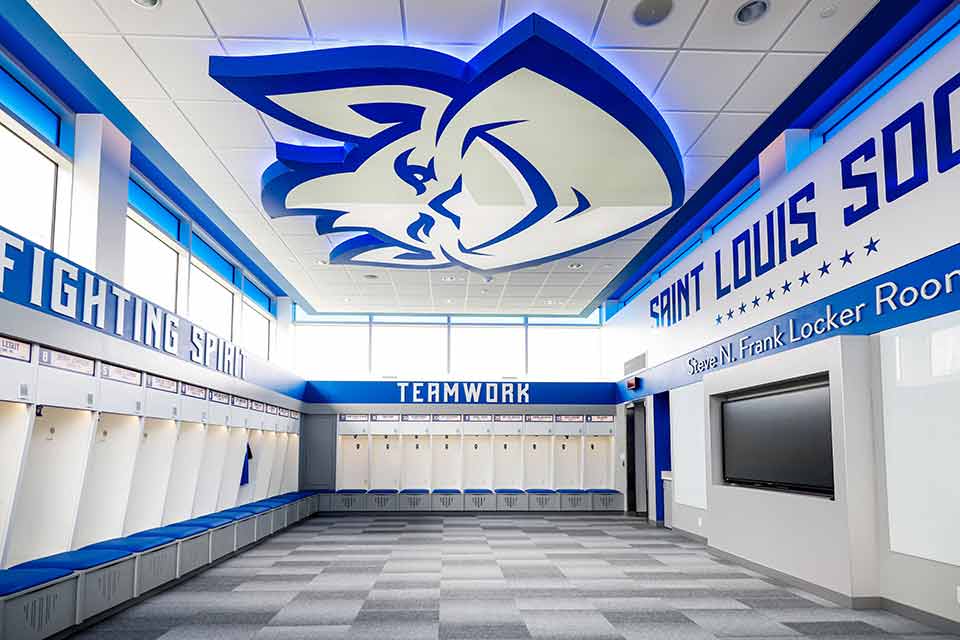 2022 Soccer Center The locker rooms of the Billiken Soccer Legacy Center,