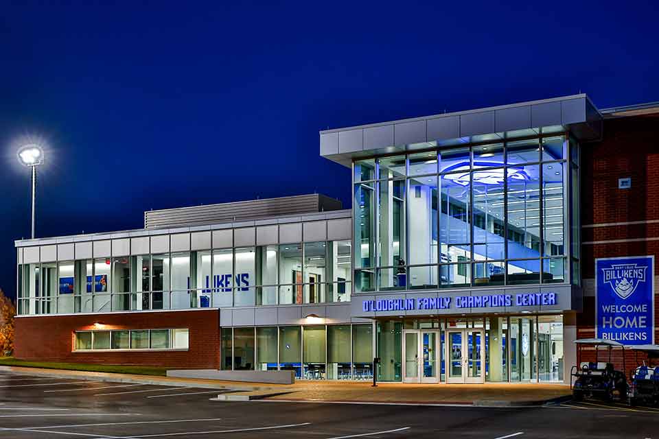 2023 Champion Center Exterior view of the O’Loughlin Family Champions Center