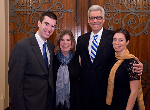 Pestello family after inauguration Mass The Pestello family poses outside the doors of St. Francis Xavier College Church after the inauguration Mass. From left: Freddie, Fran, Fred and Vitina
